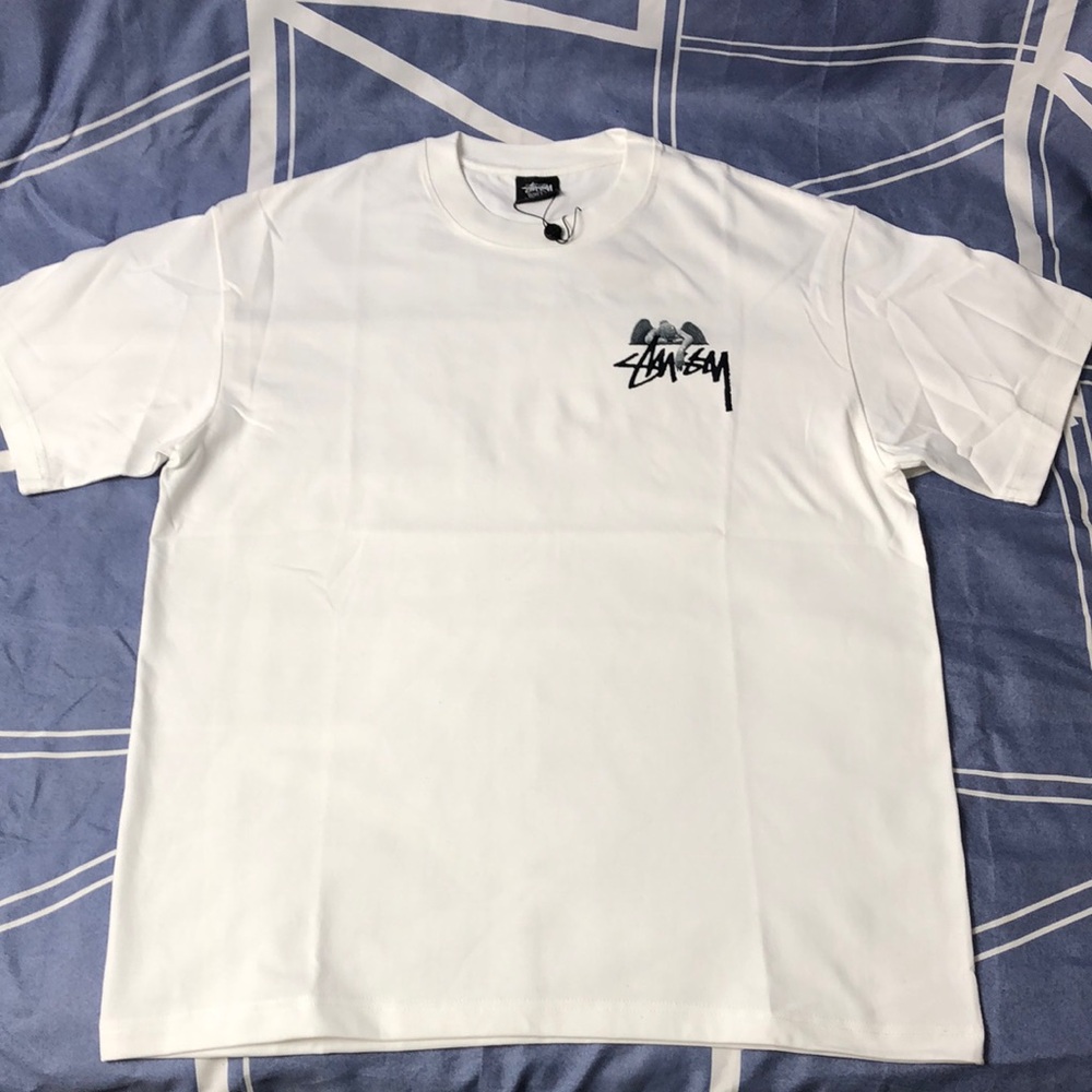 Stussy White Short Sleeve Tee Classic Crew Neck